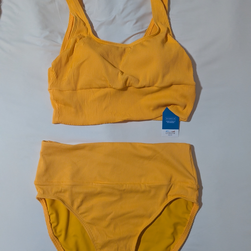 Yellow Ribbed Bikini Set
